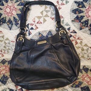 Coach Navy Leather Shoulder Bag